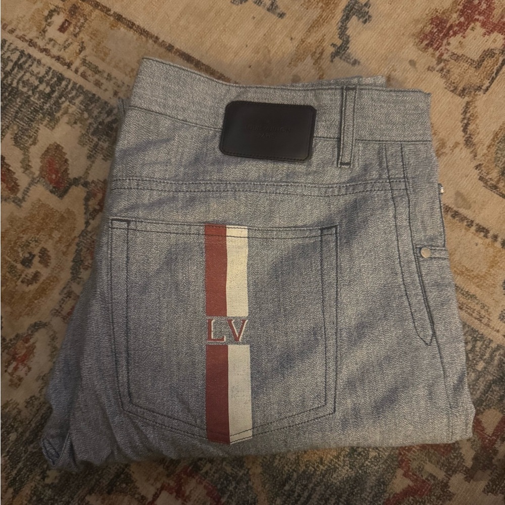 Louis Vuitton Blue Jeans with Vintage-Inspired Faded Look